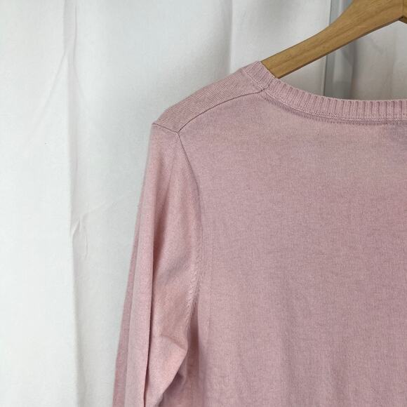 LOGO Lori Goldstein L Cotton Cashmere Sweater Tunic w Striped Trim A273355 Pink - Picture 7 of 10